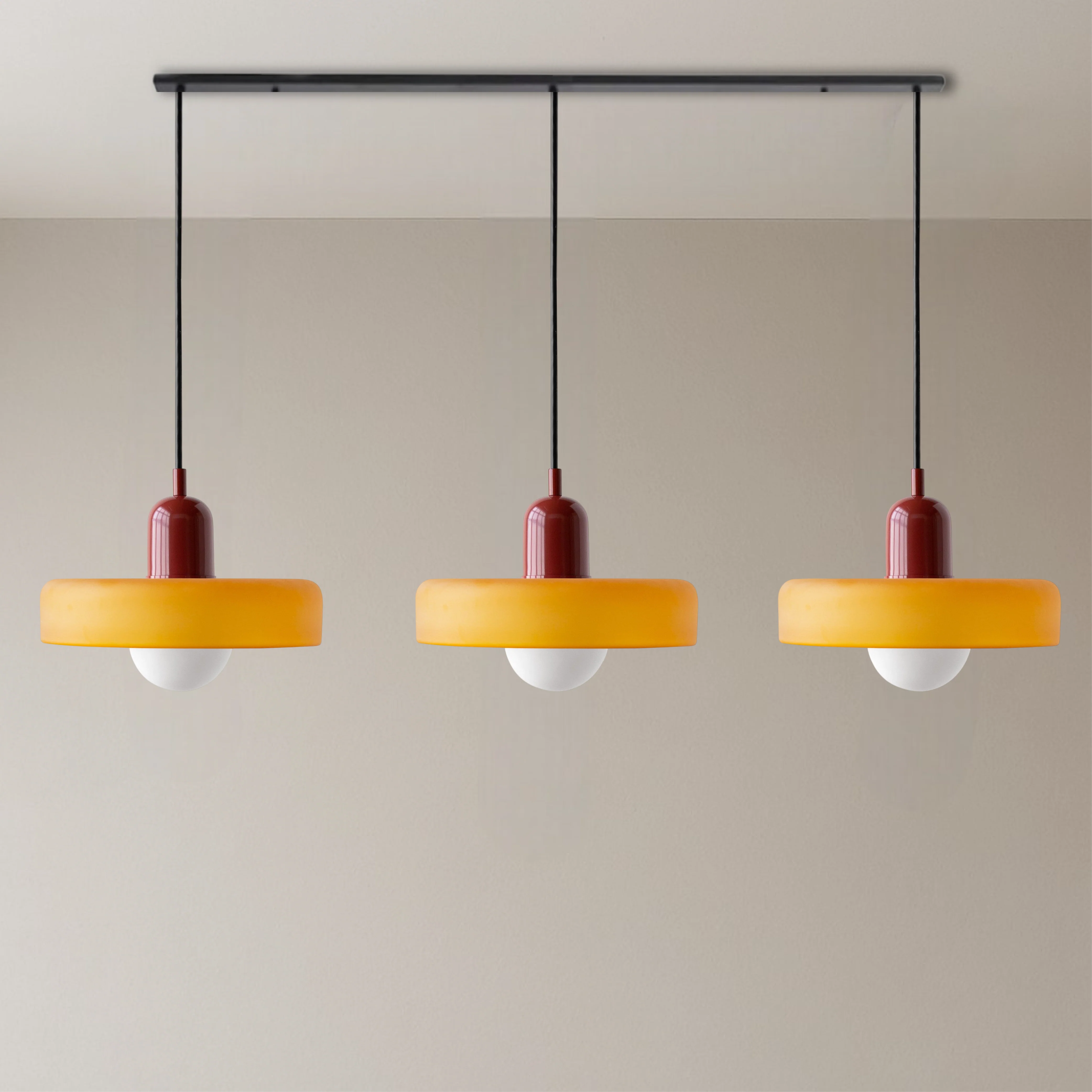 3-Head Bauhaus Colored Glass Pendant Light - Image 10