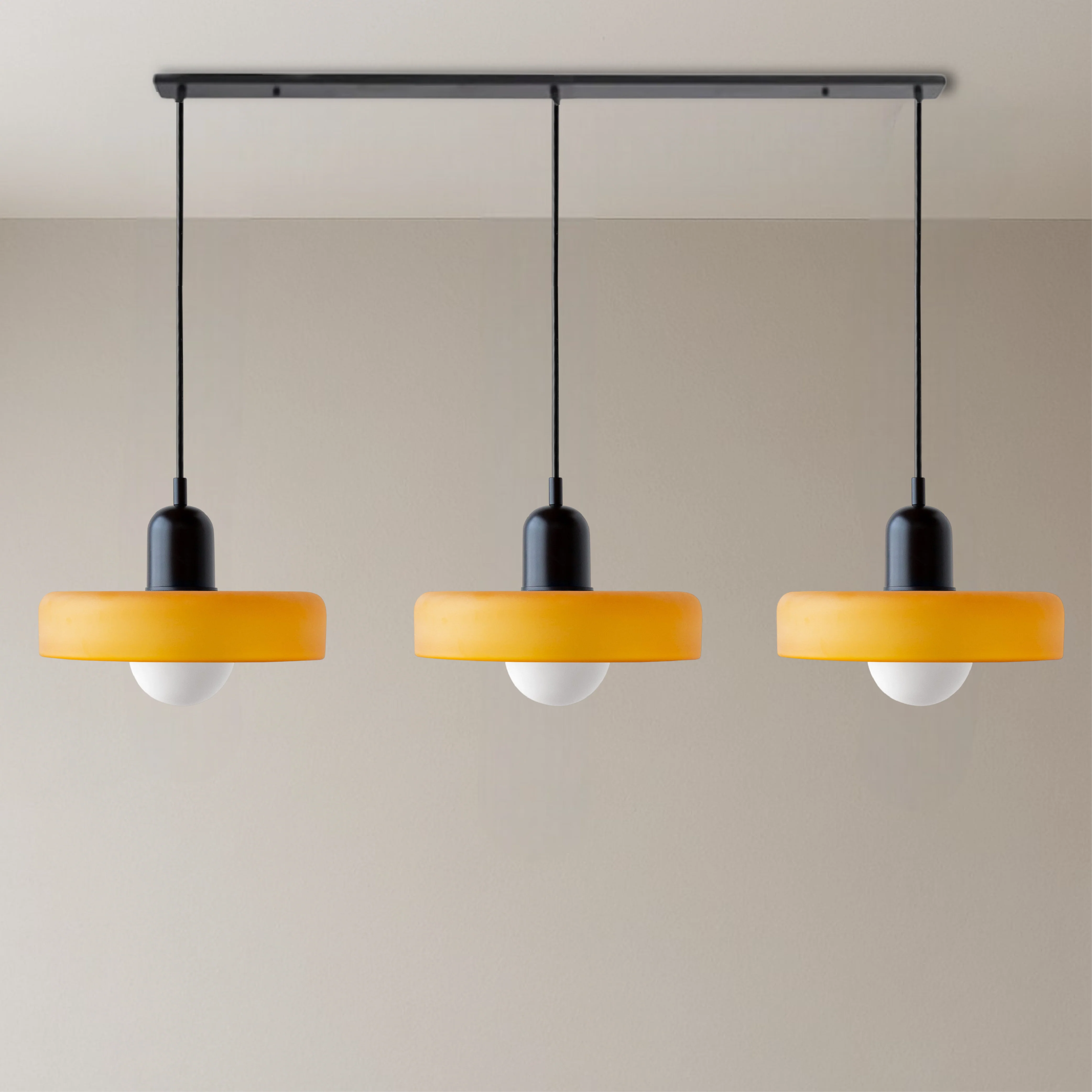 3-Head Bauhaus Colored Glass Pendant Light - Image 11