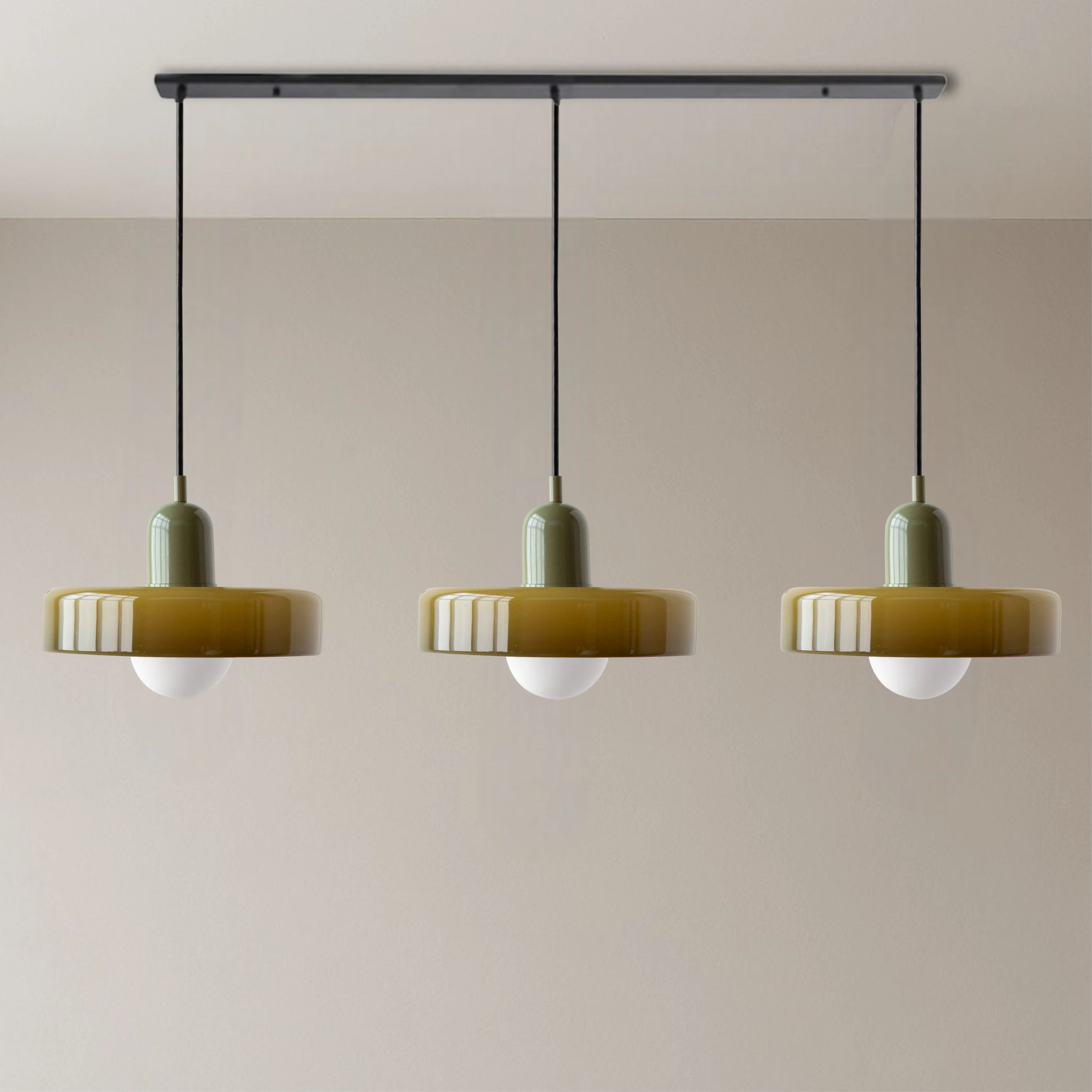 3-Head Bauhaus Colored Glass Pendant Light - Image 13
