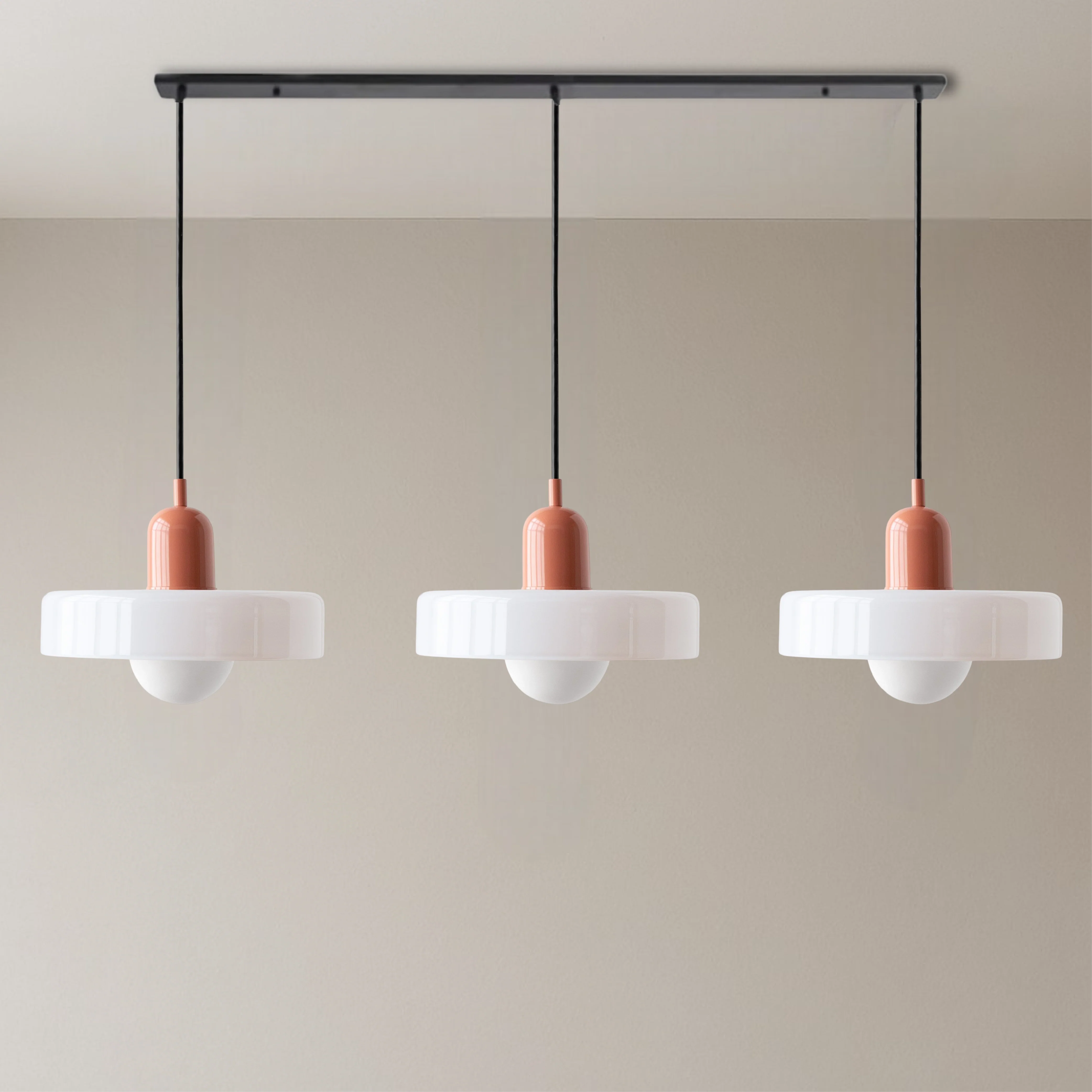 3-Head Bauhaus Colored Glass Pendant Light - Image 14