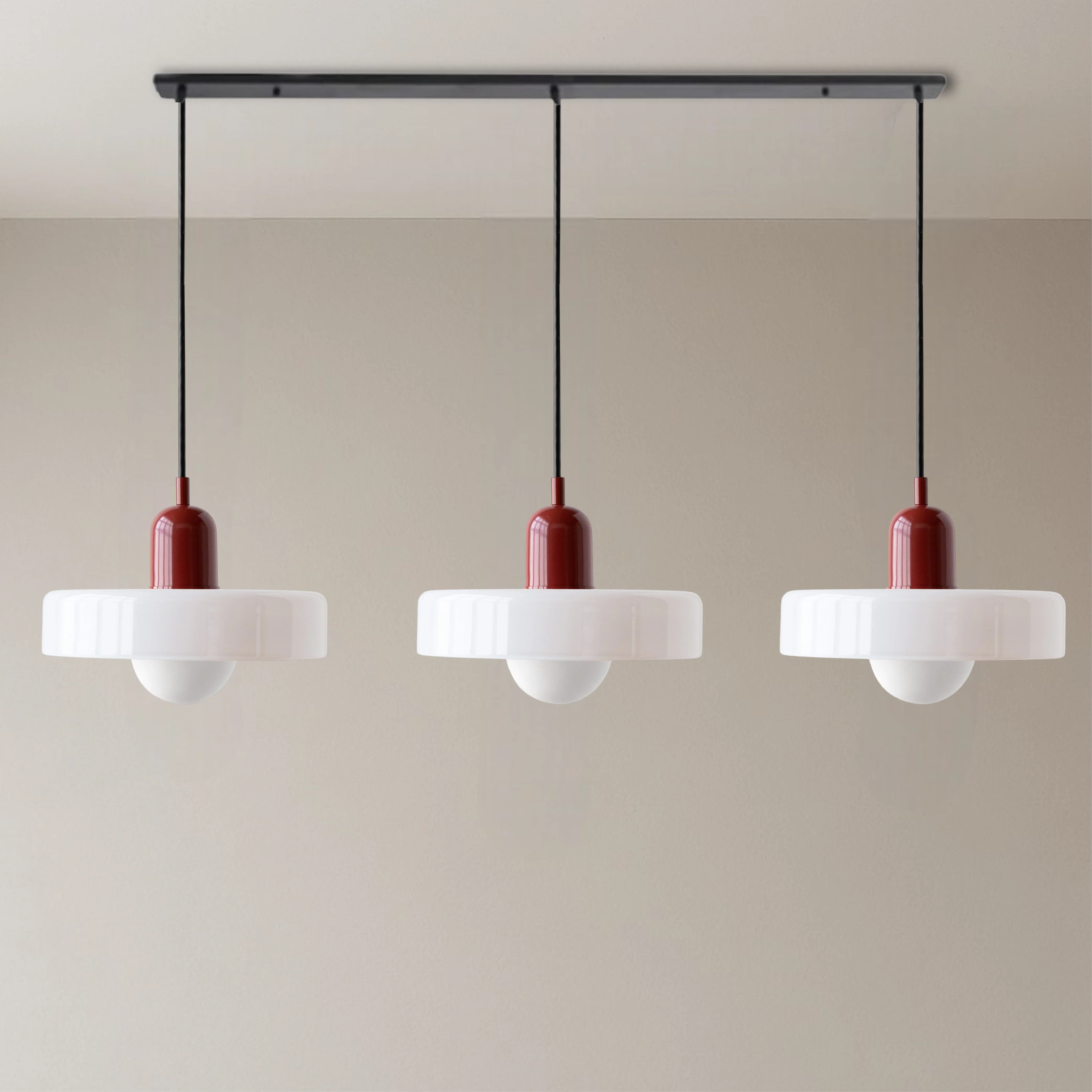 3-Head Bauhaus Colored Glass Pendant Light - Image 15