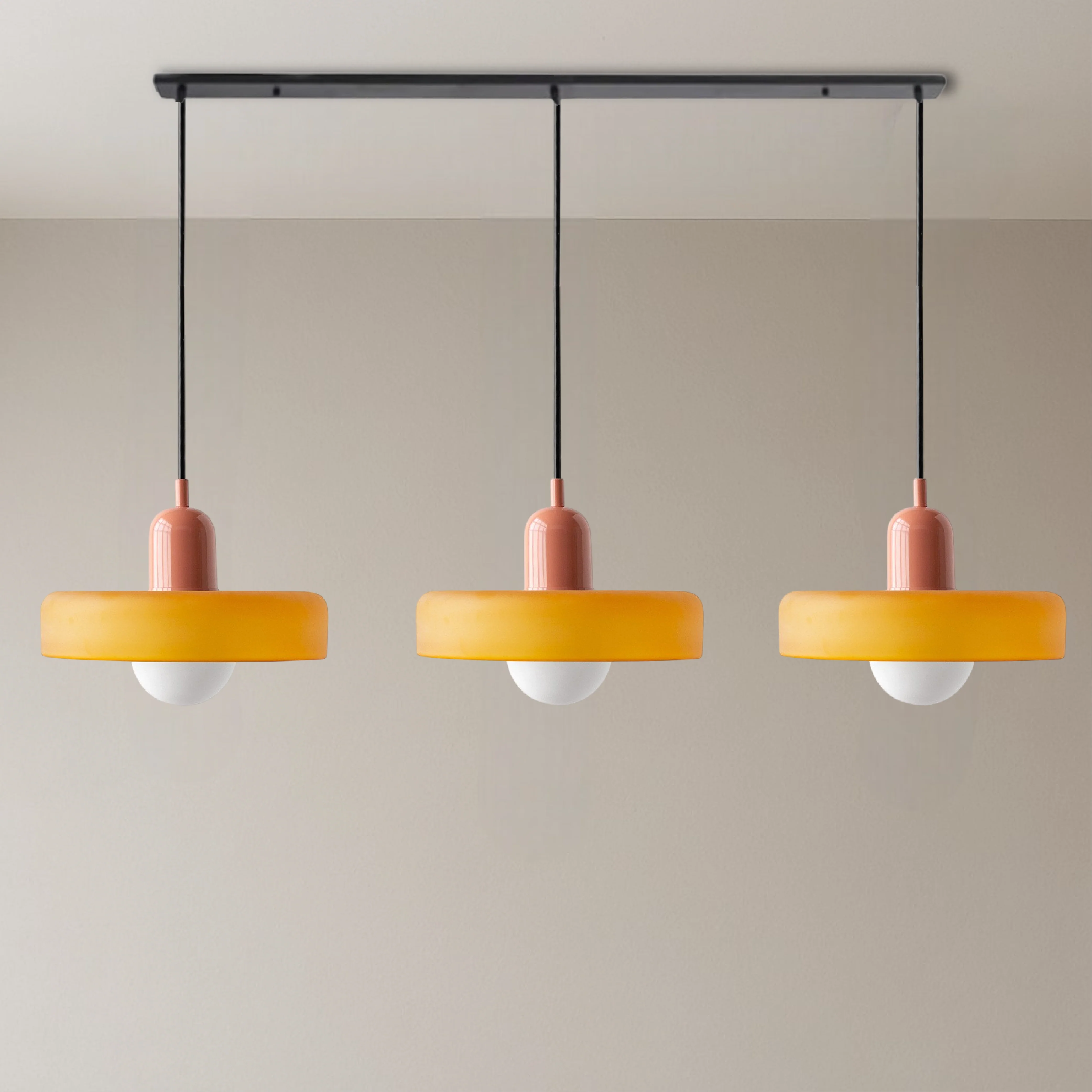 3-Head Bauhaus Colored Glass Pendant Light - Image 18