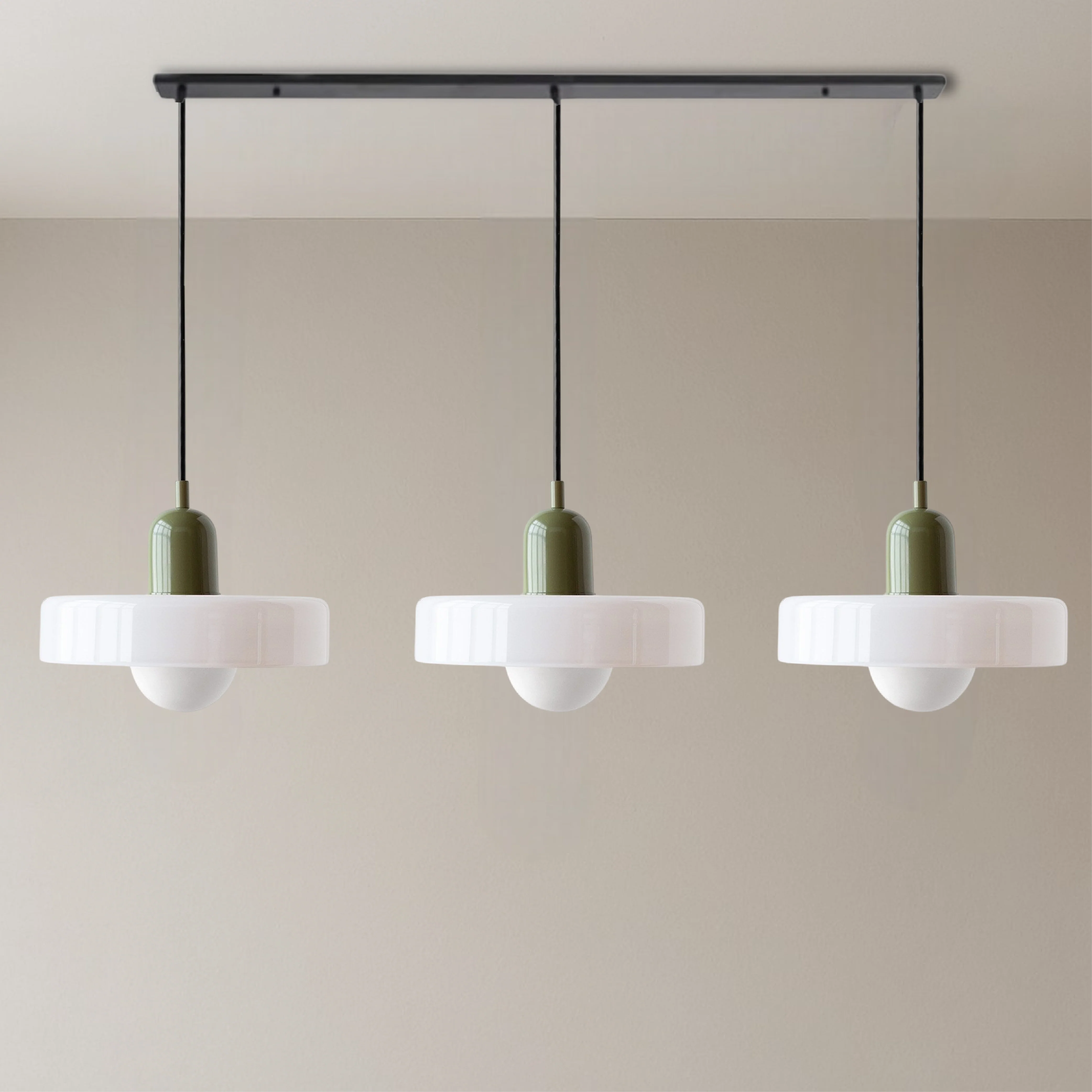 3-Head Bauhaus Colored Glass Pendant Light - Image 19