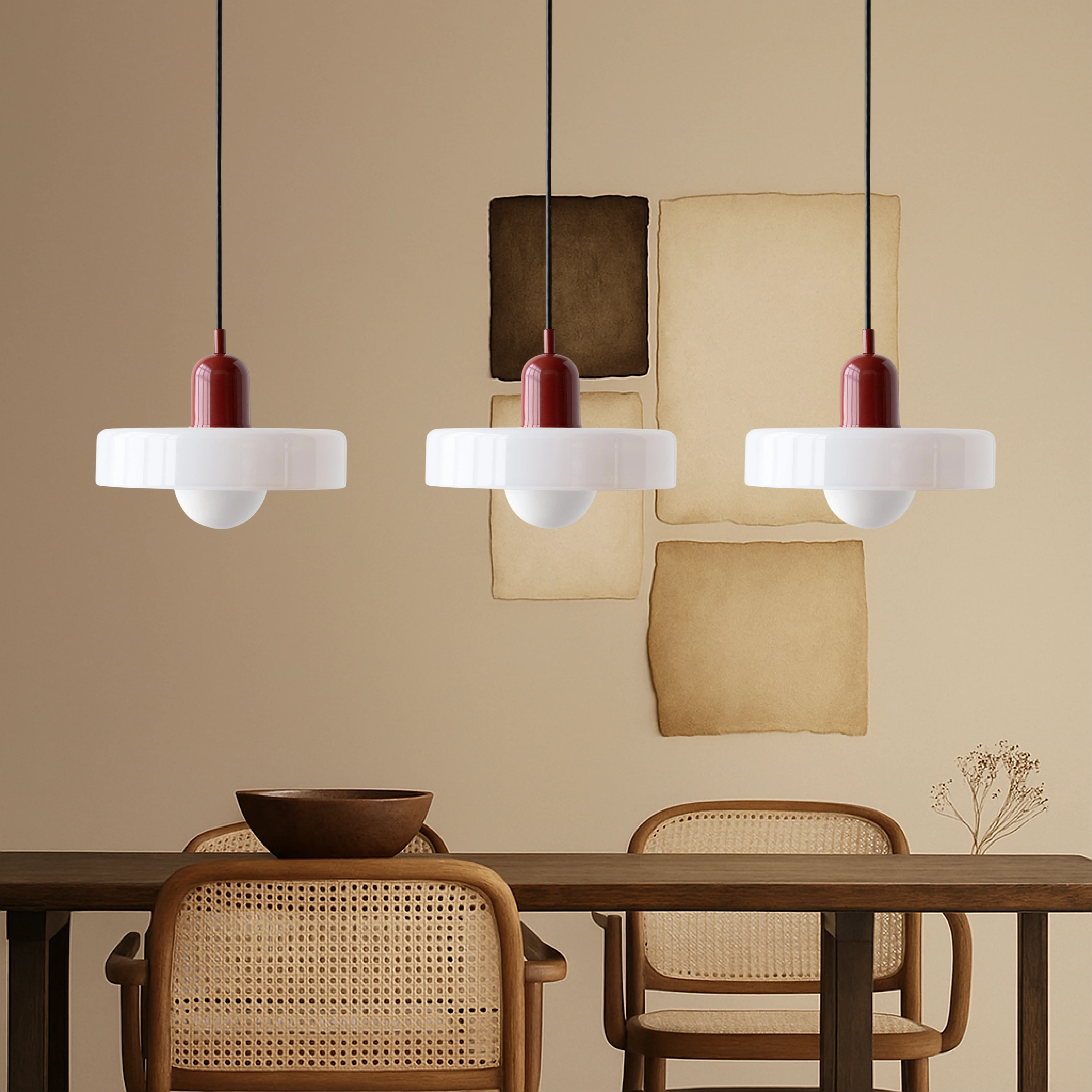 3-Head Bauhaus Colored Glass Pendant Light - Image 4